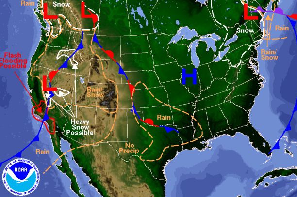 Weather map from the National Weather Service